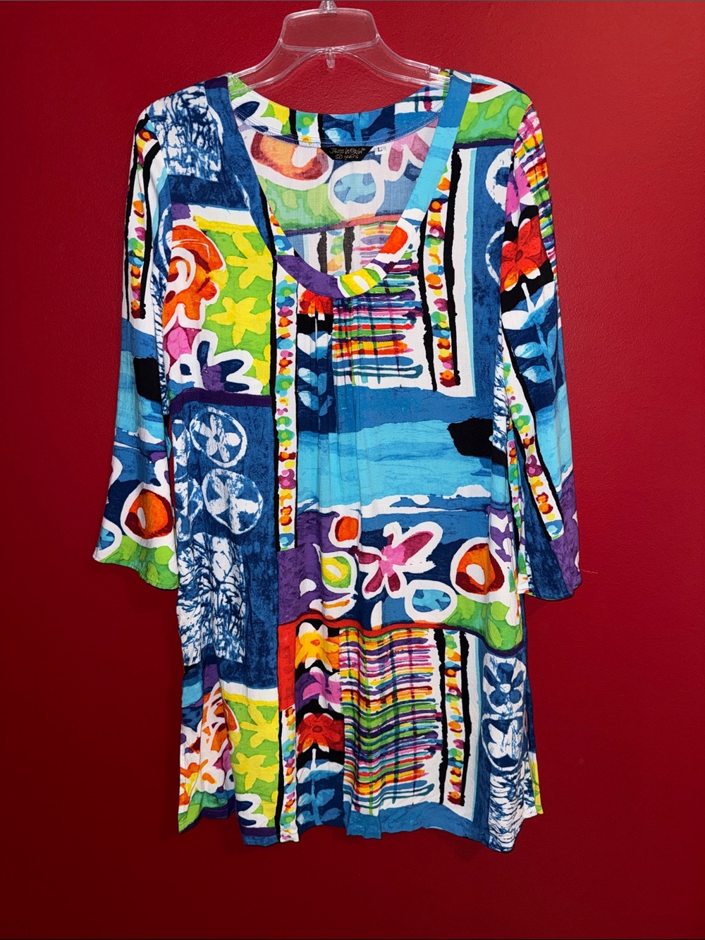 Jams World 50 Yrs Dress “Flower Kraze” Bright Tropical Patchwork Print
